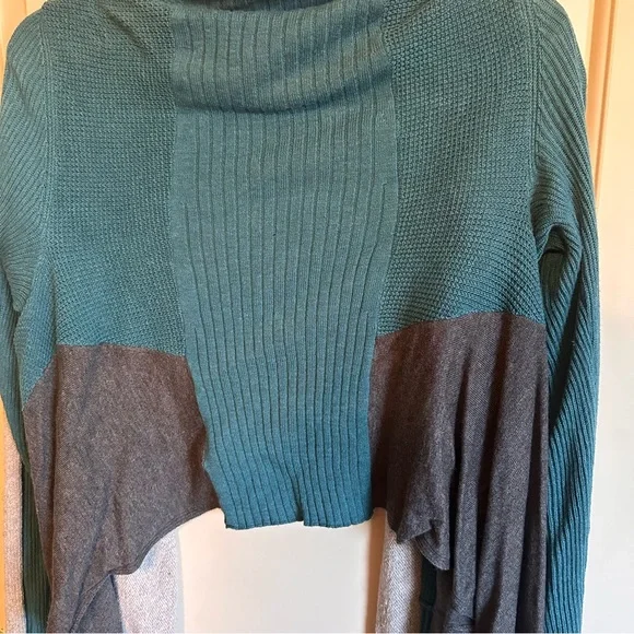 Sparrow by Anthropologie size L teal, grey and black hi low sweater - Picture 4 of 11